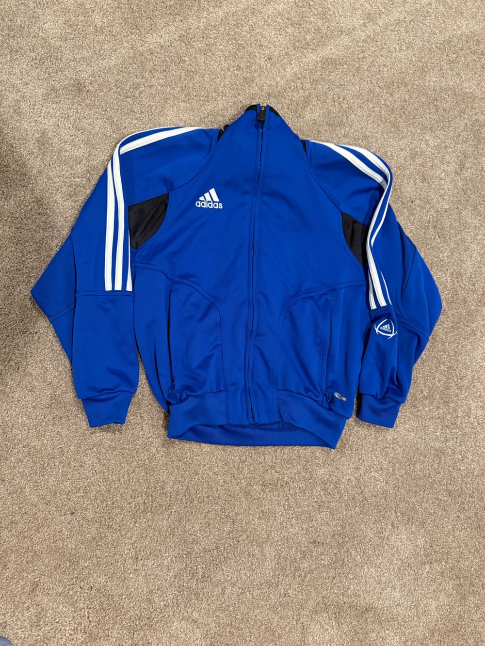 Adidas Climacool Track Jacket Youth 9/10 Blue Full Zip 3 Stripe Soccer
